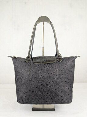 Longchamp Le Pliage Tote Shoulder Bag Gray | Nylon Leather | Preowned Clean